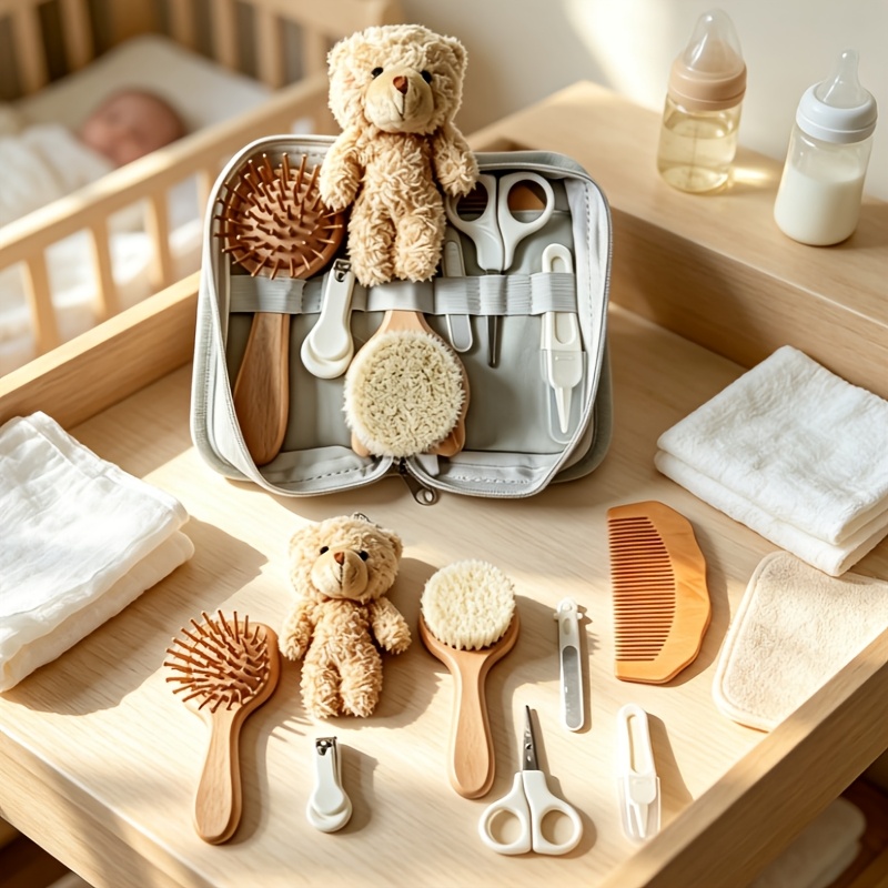 Baby Products Kit Set - Przenośny drewniany zestaw do codziennej pielęgnacji